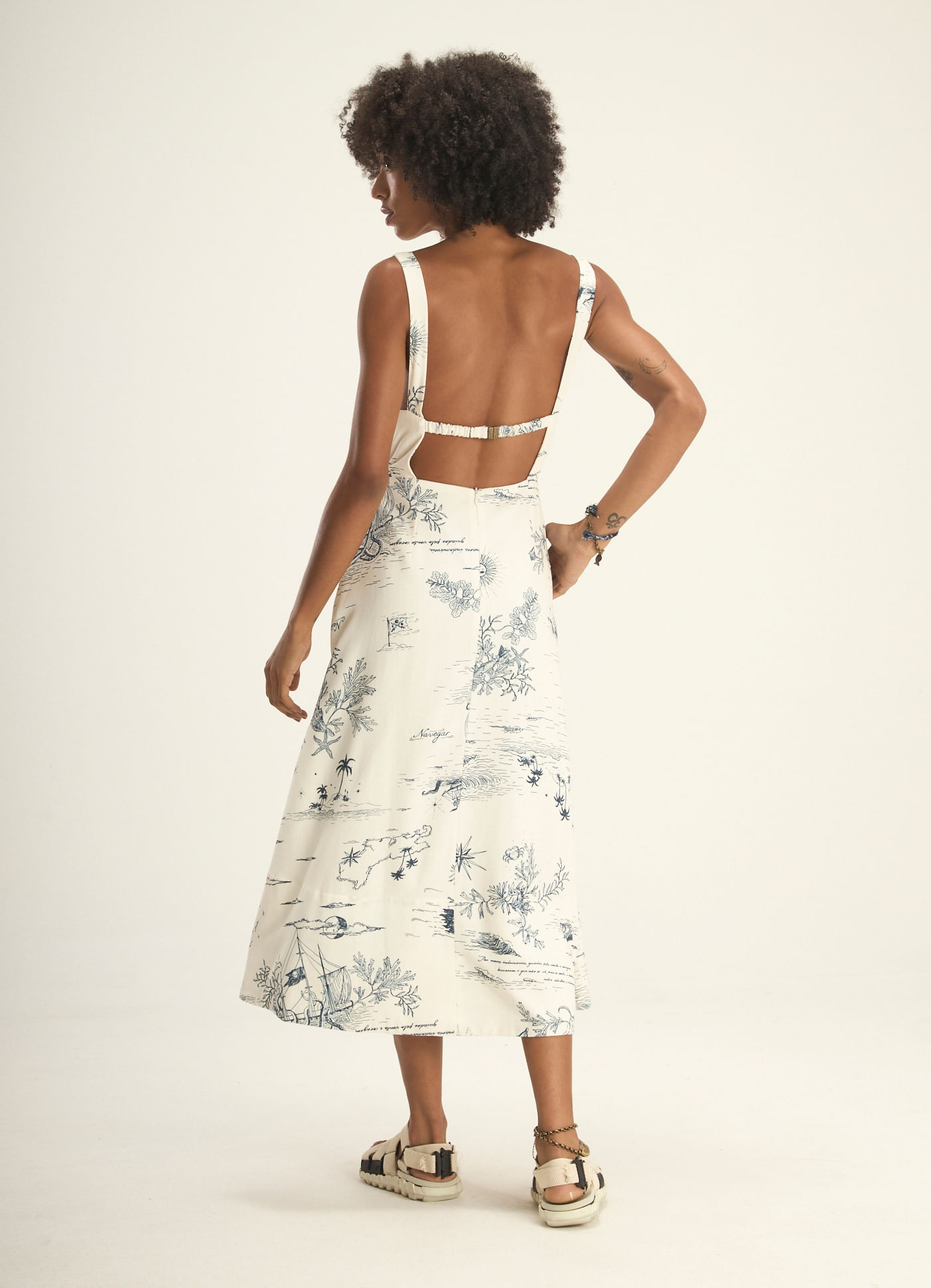 Vestido alça estampado 7 mares