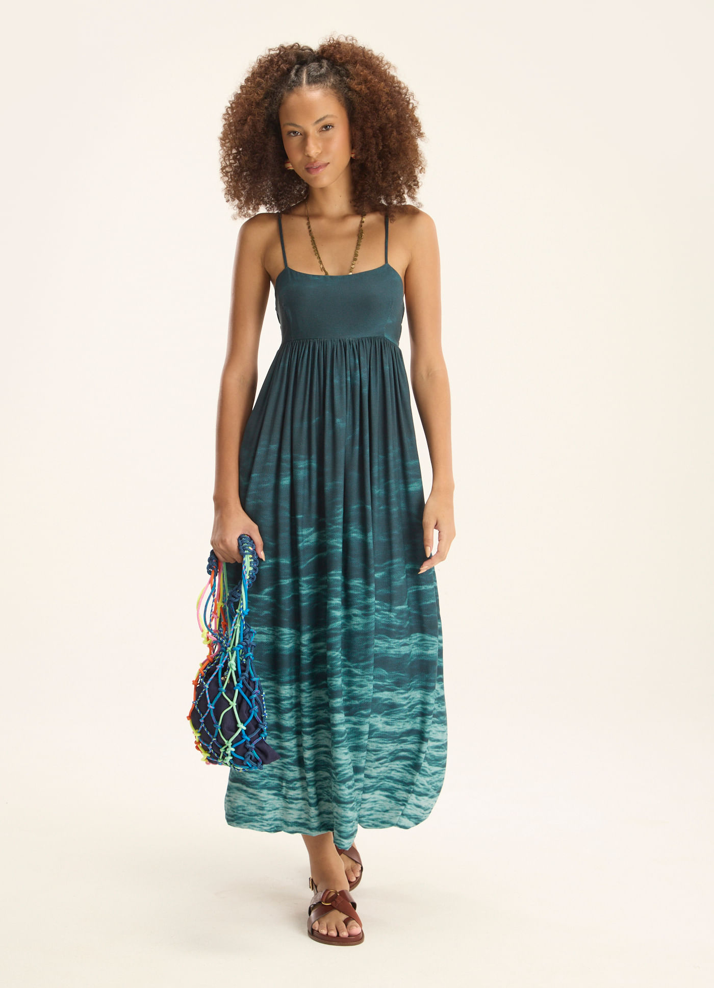 Vestido alça estampado correnteza