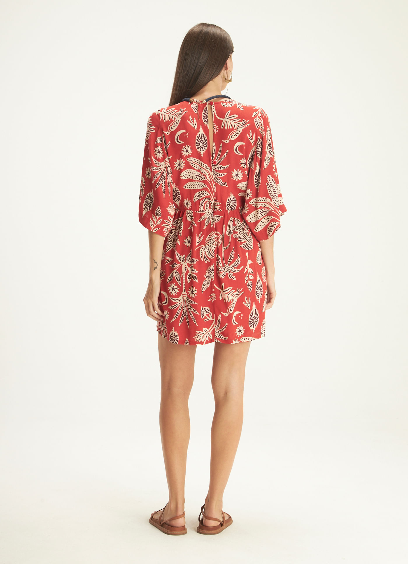 Vestido curto estampado indi