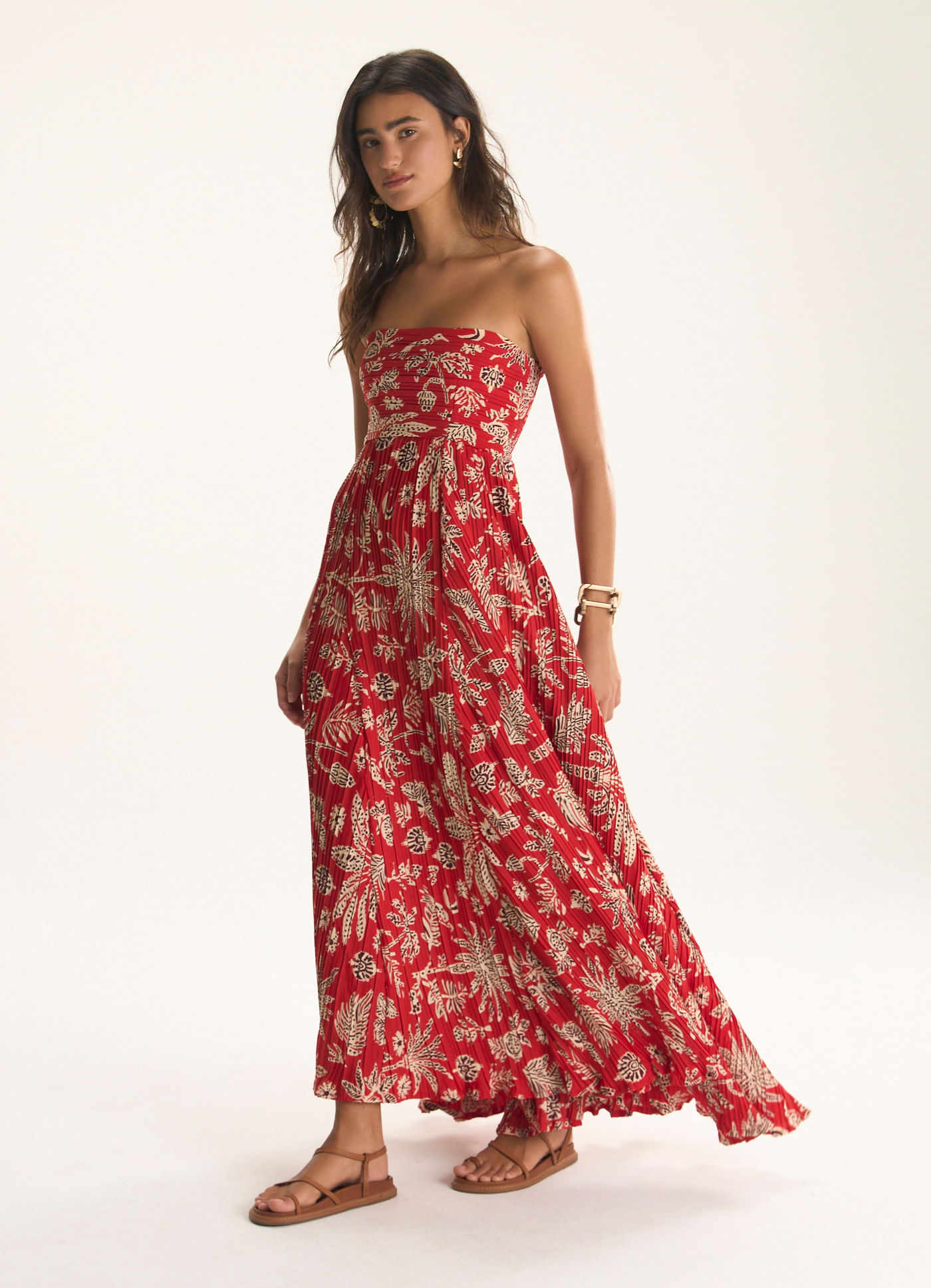 Vestido plissado estampado indi lab