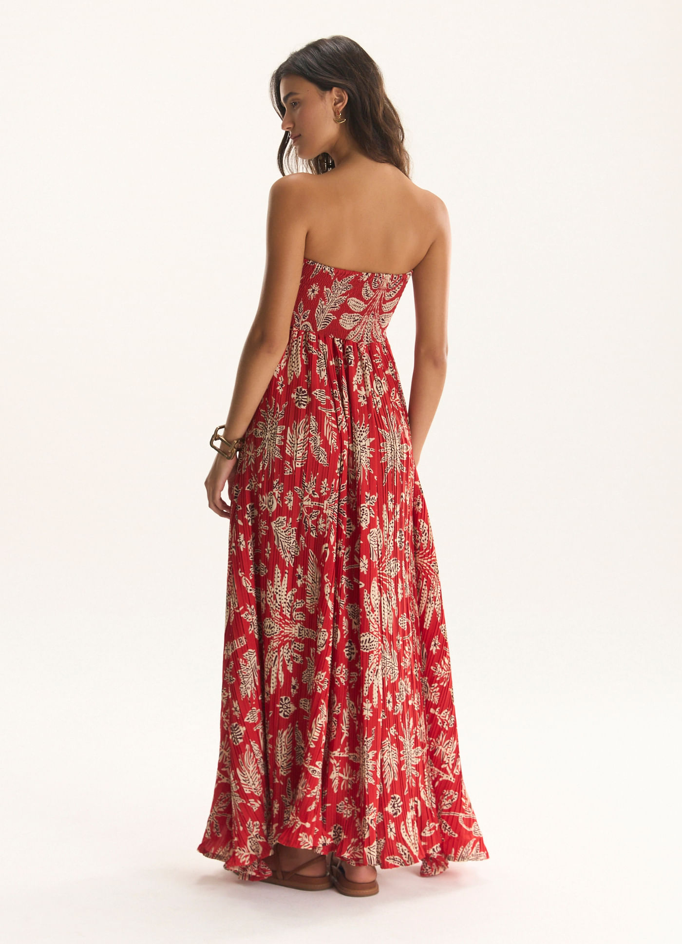 Vestido plissado estampado indi lab