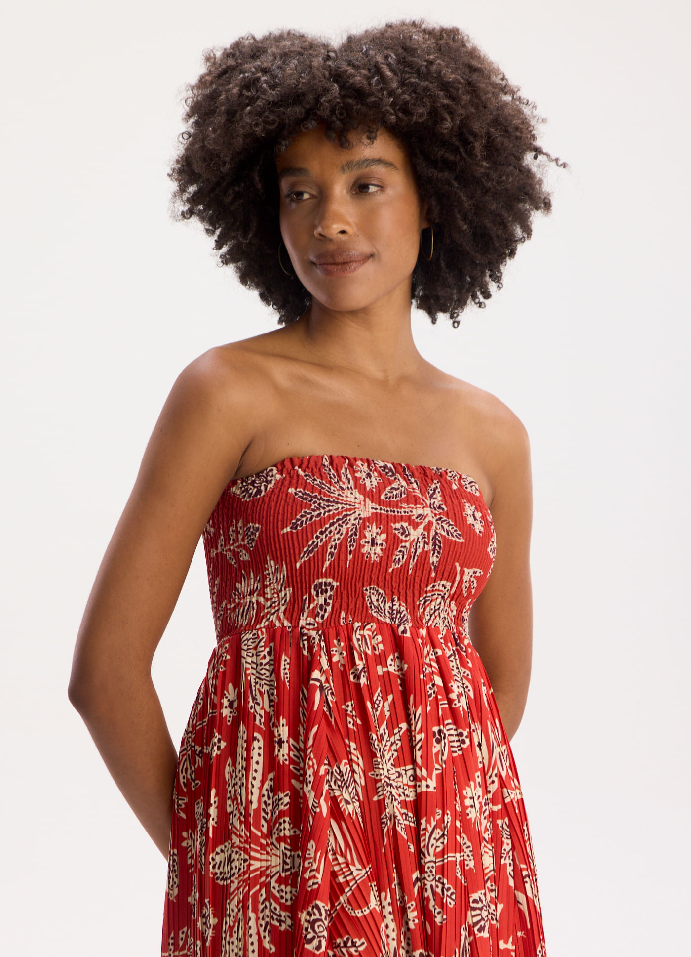 Vestido plissado estampado indi lab