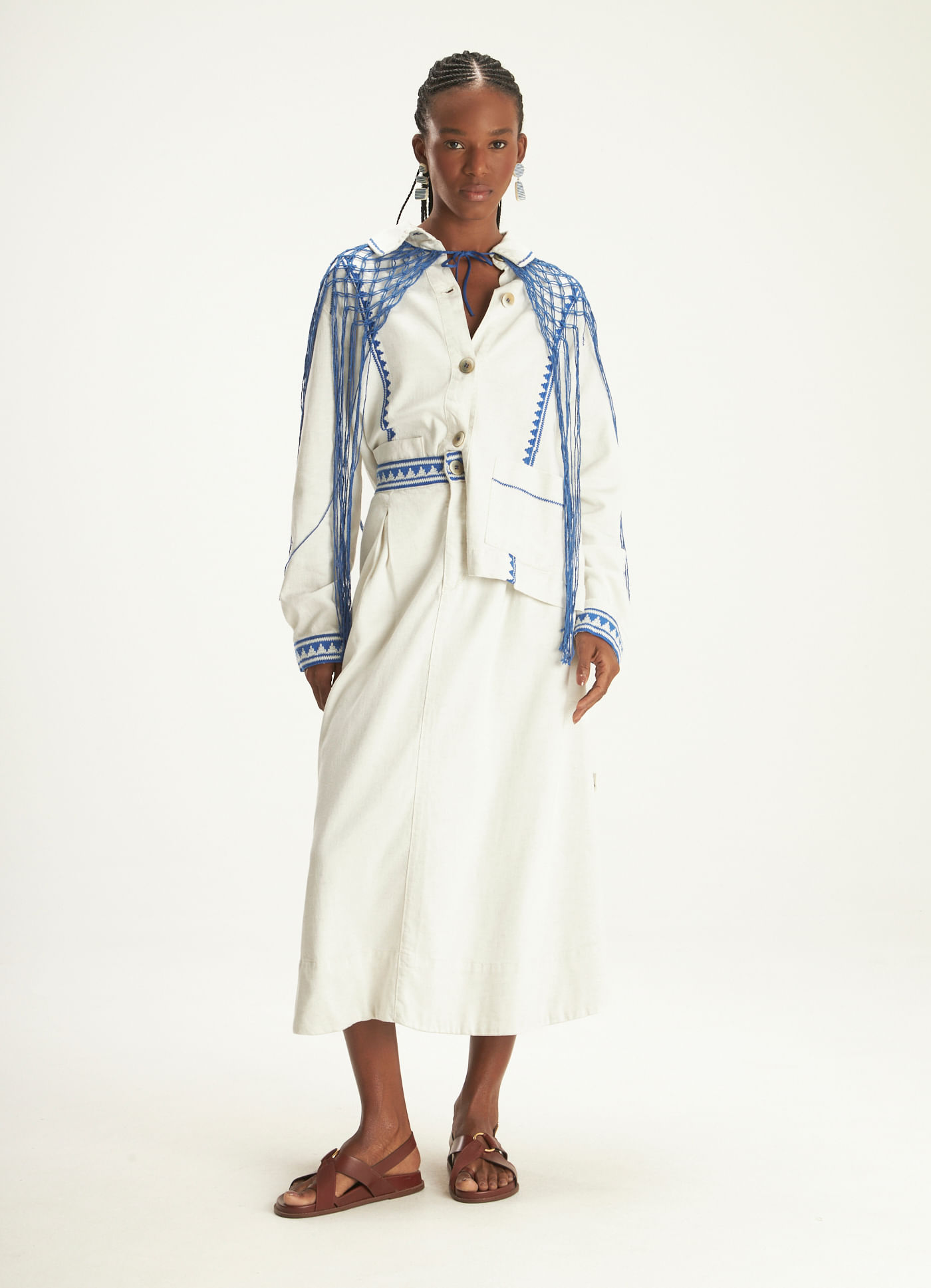Saia bordada náutico off white