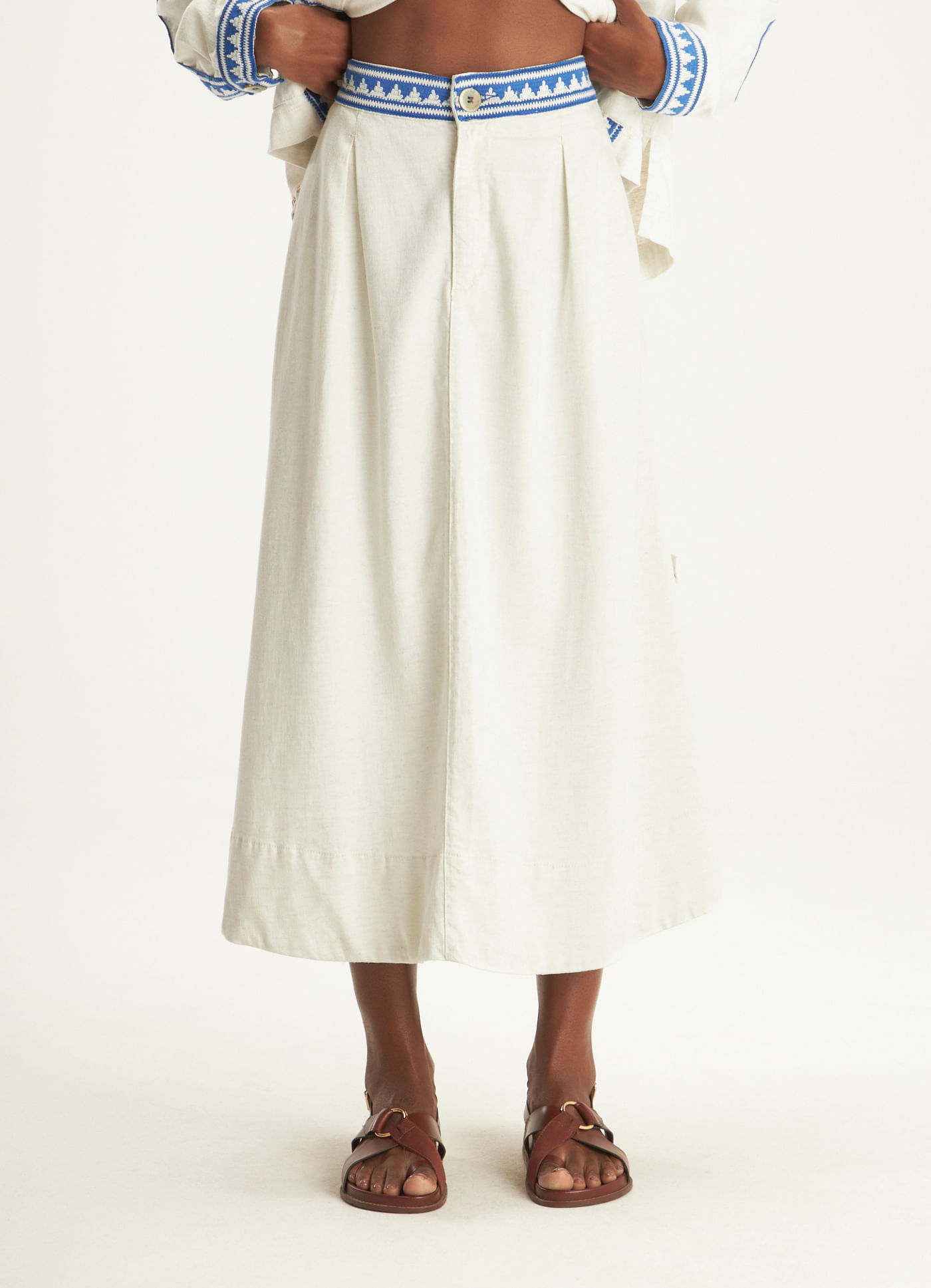 Saia bordada náutico off white
