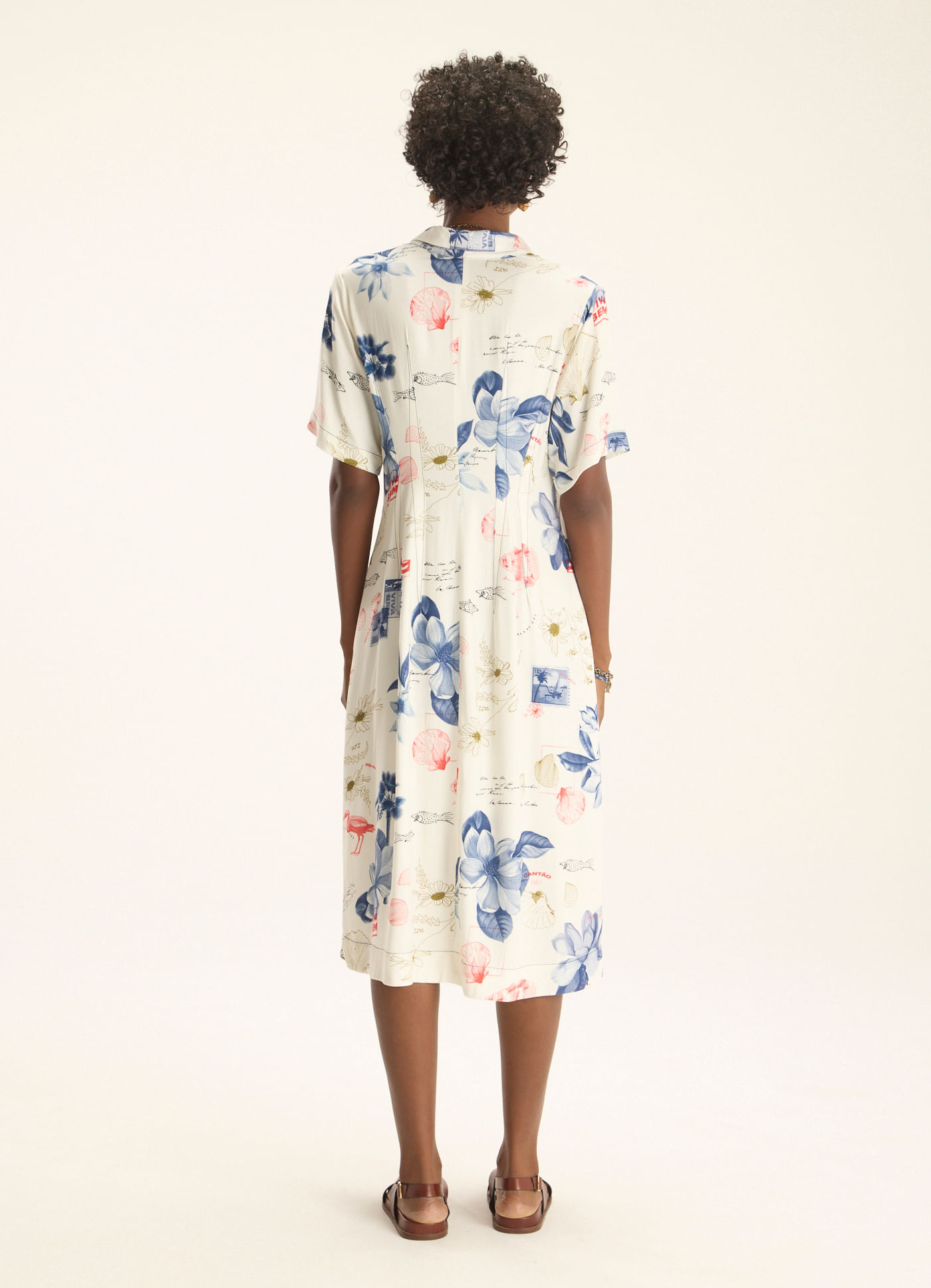 Vestido chemisier estampado memórias marítimas