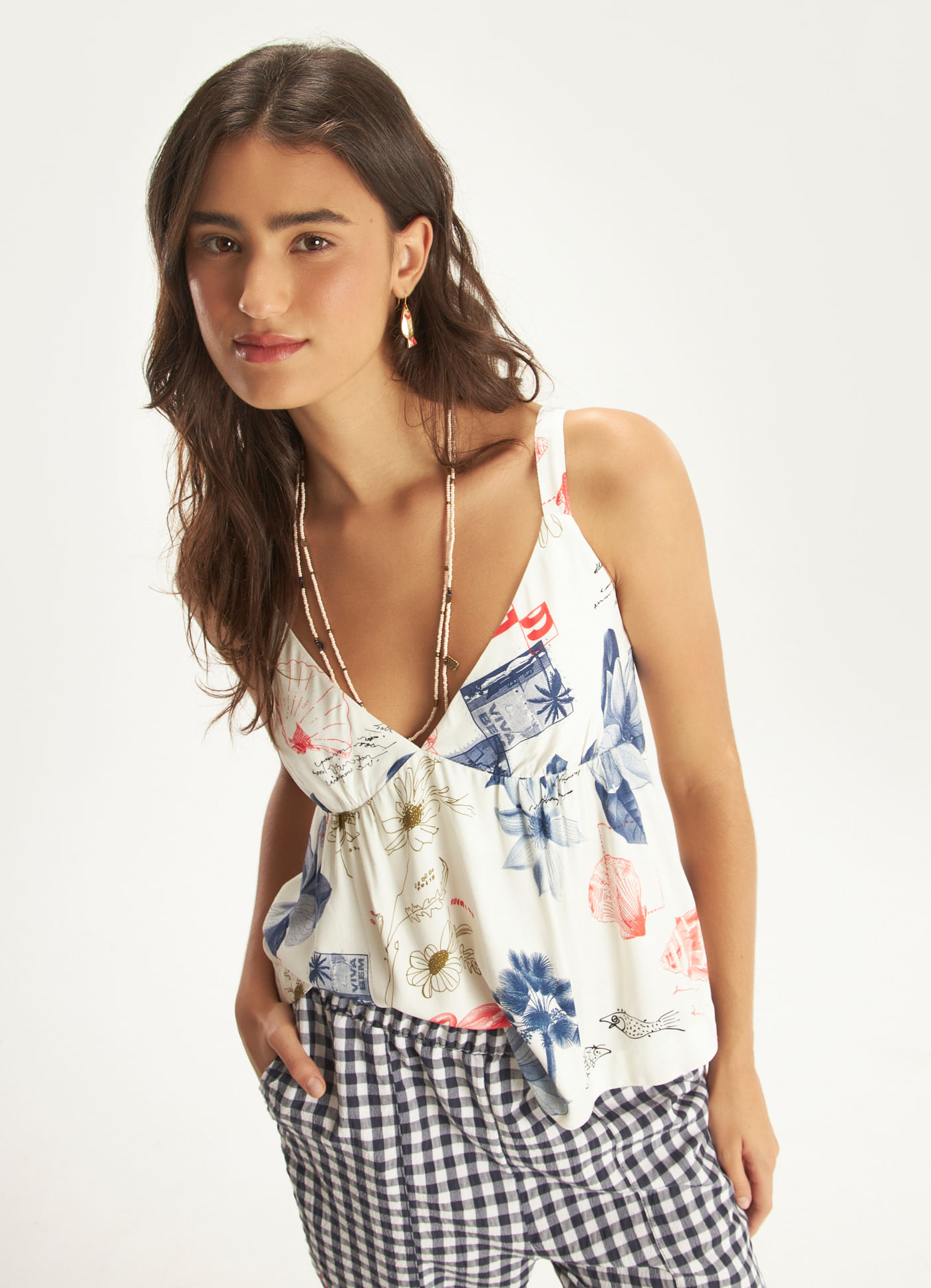Blusa estampada memórias marítimas