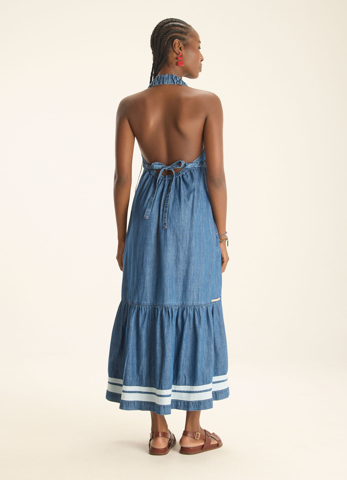 Vestido jeans leve frente unica jeans