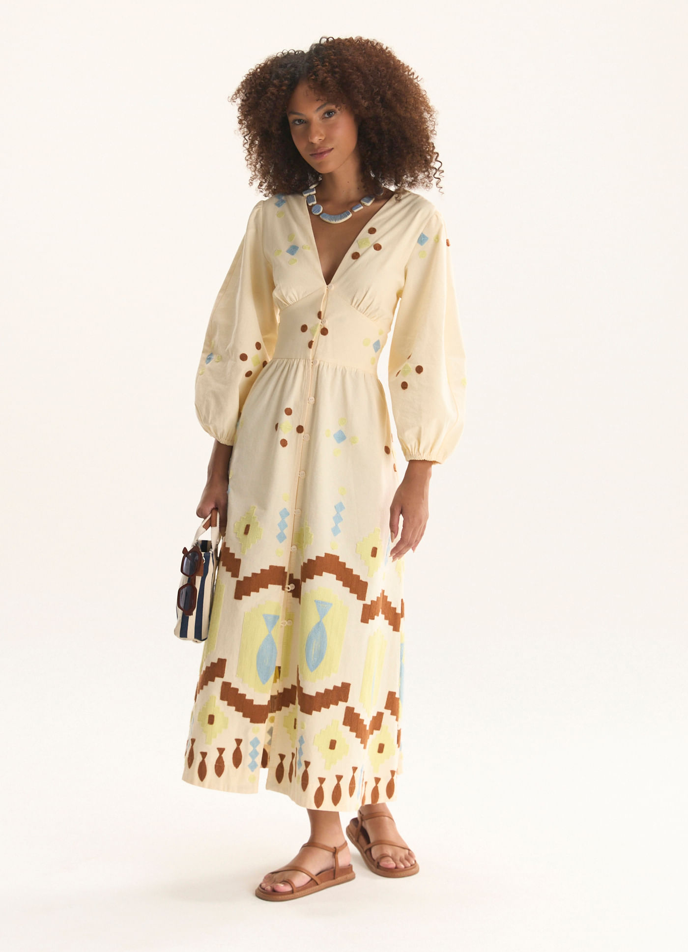 Vestido bord. chenille geometrico