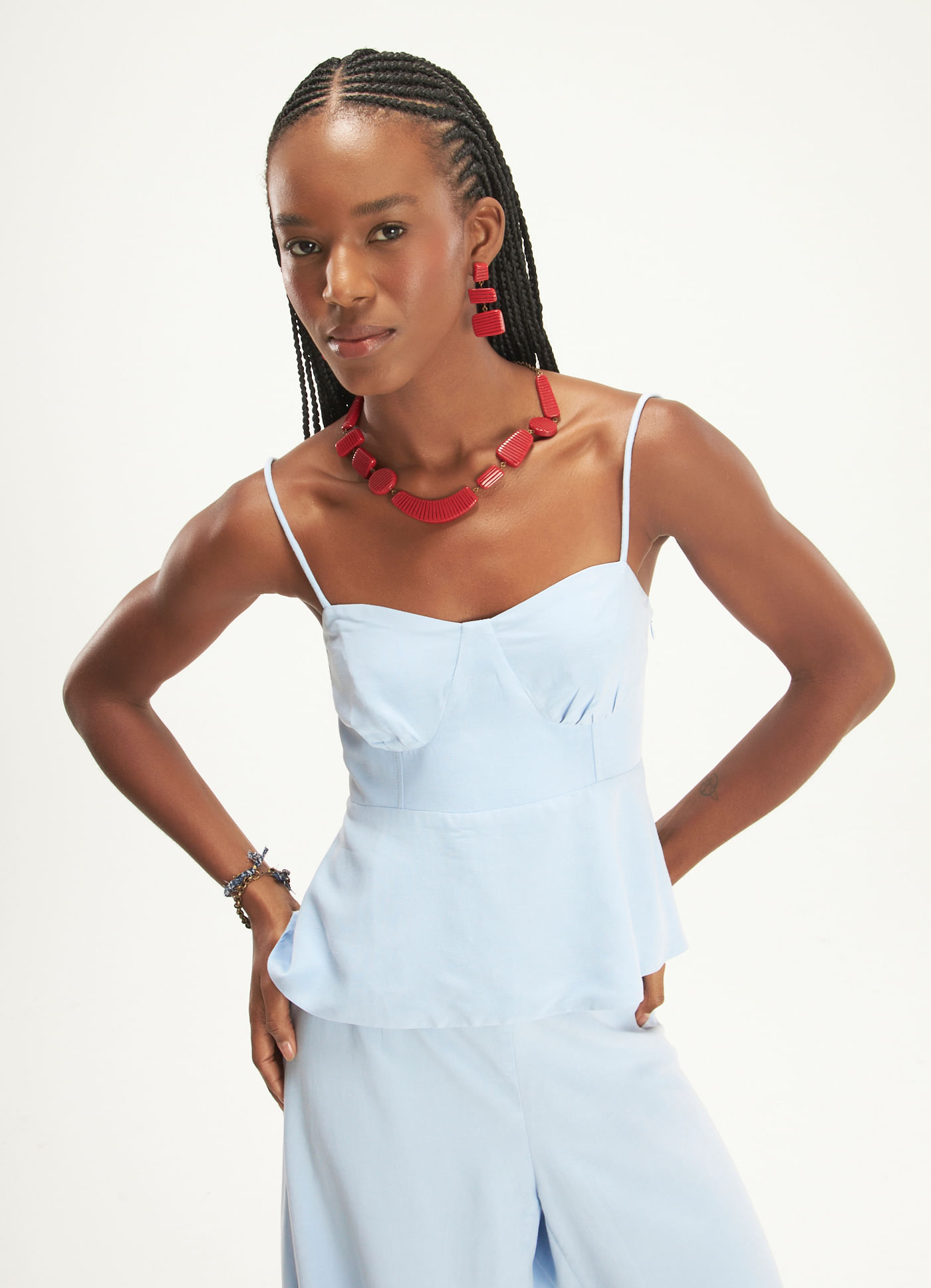 Blusa alca linho mar azul claro