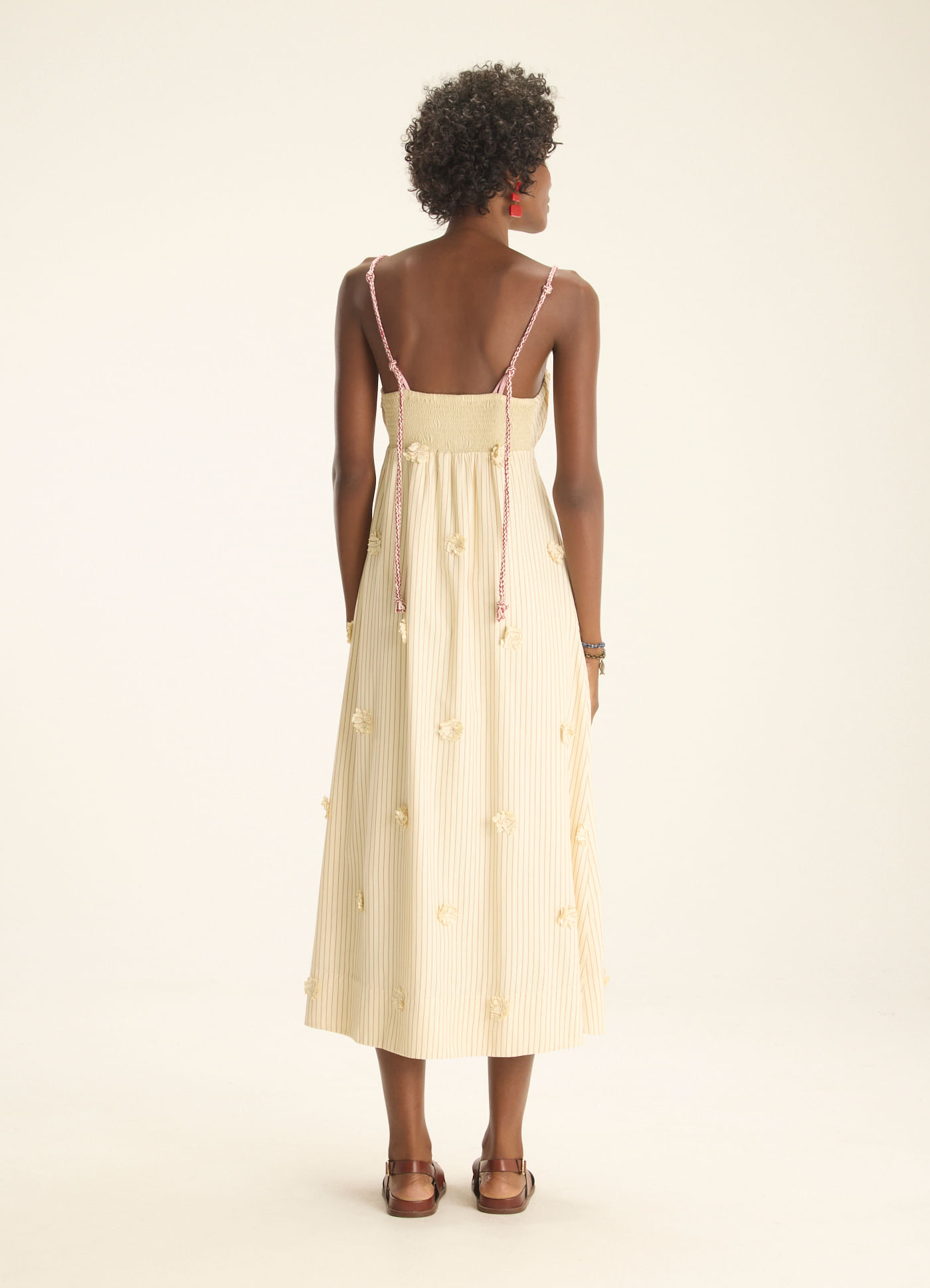 Vestido bordado floral náutico