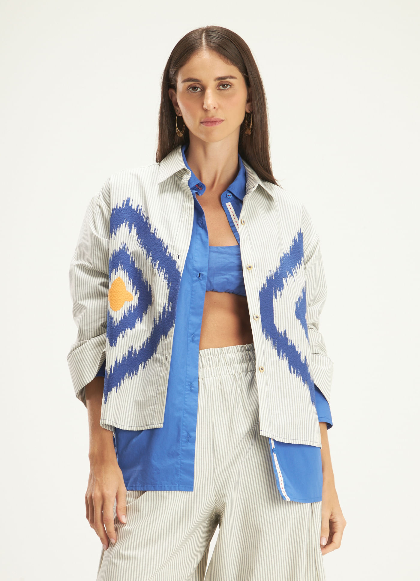 Camisa bordado boho navy