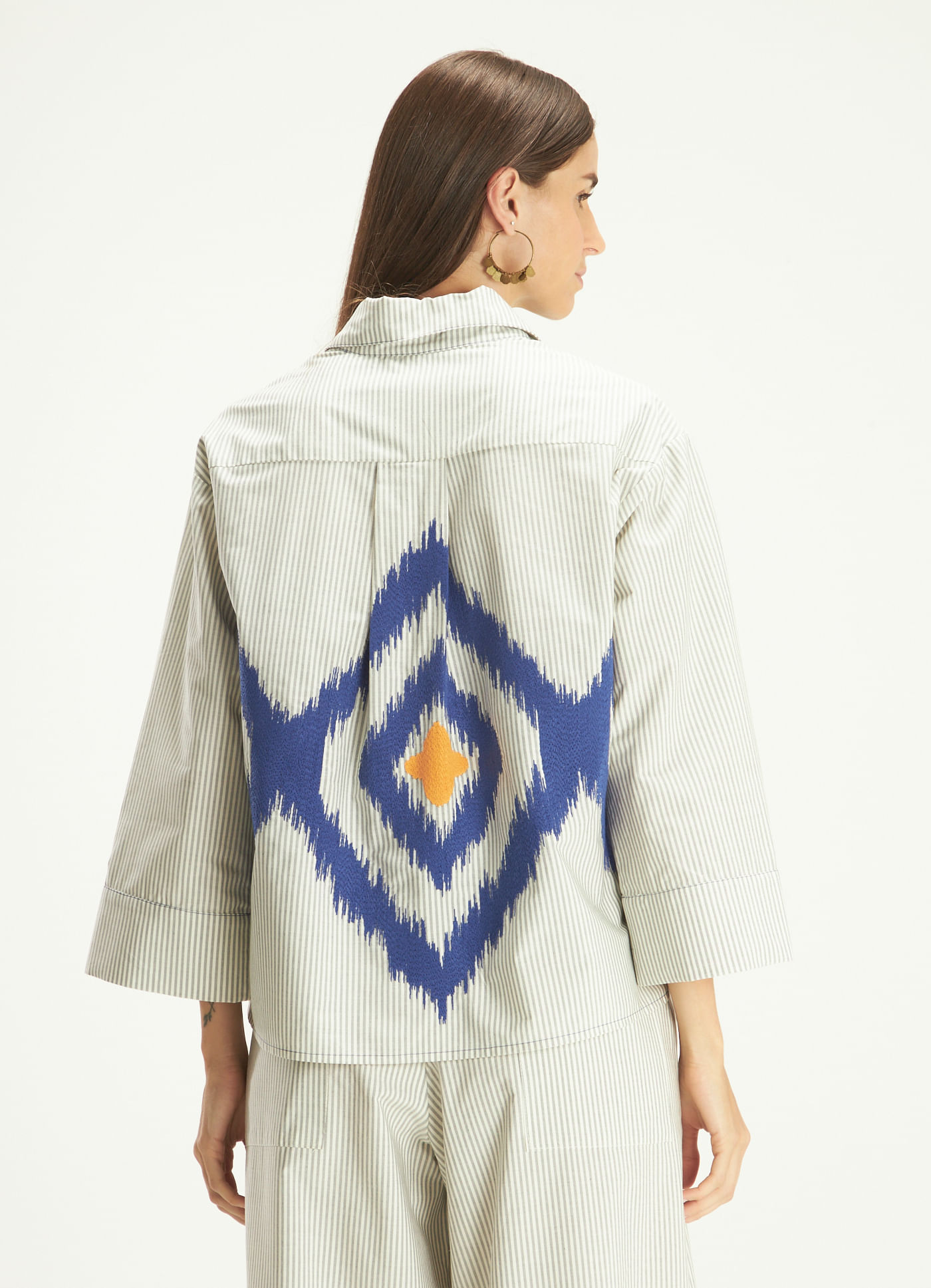 Camisa bordado boho navy