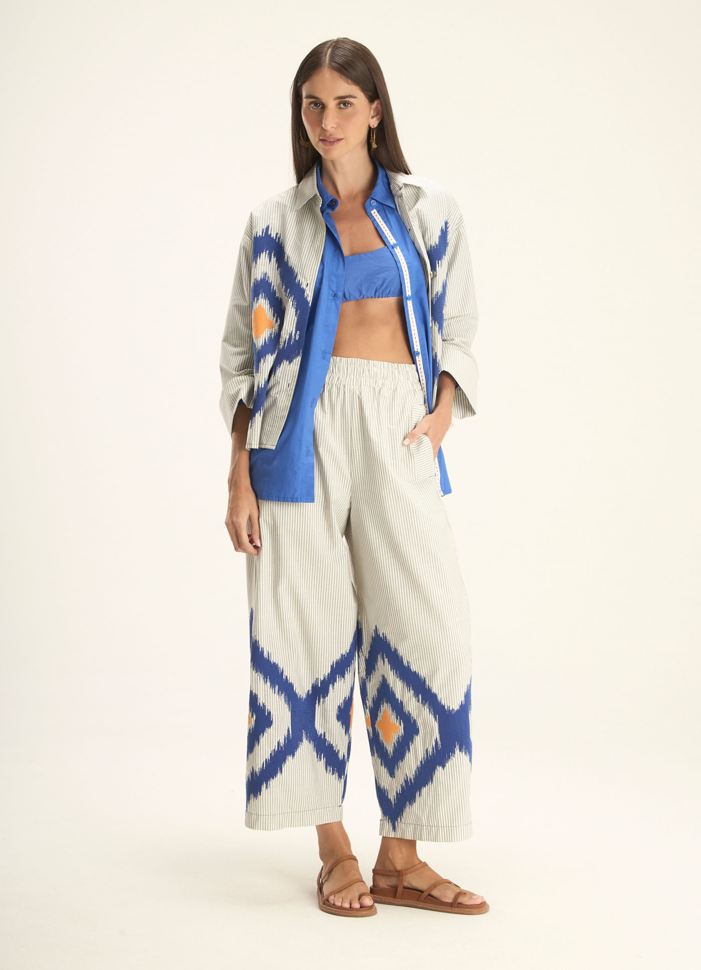 Calça bordado boho navy