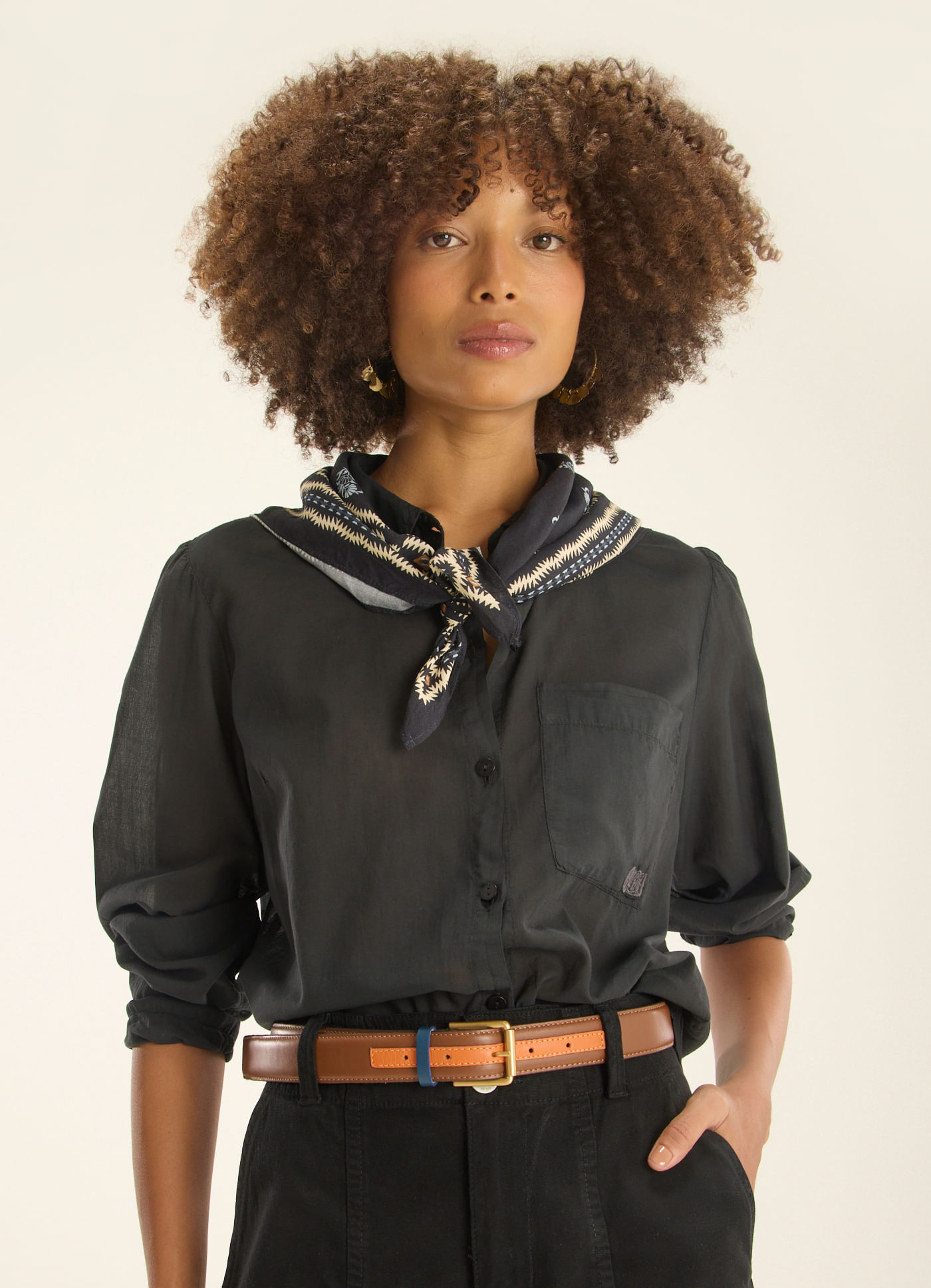 Camisa classic voil liso preto