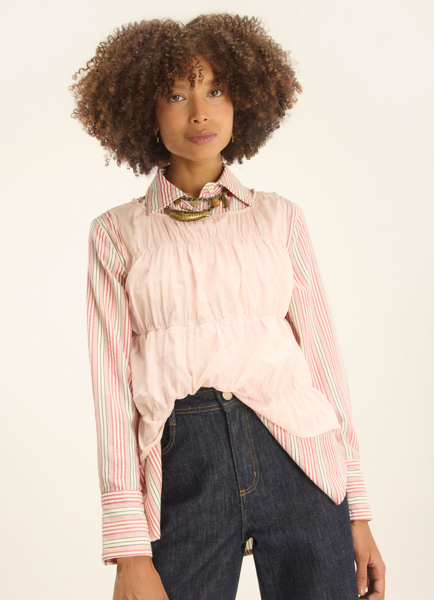Blusa textura voil liso rosa