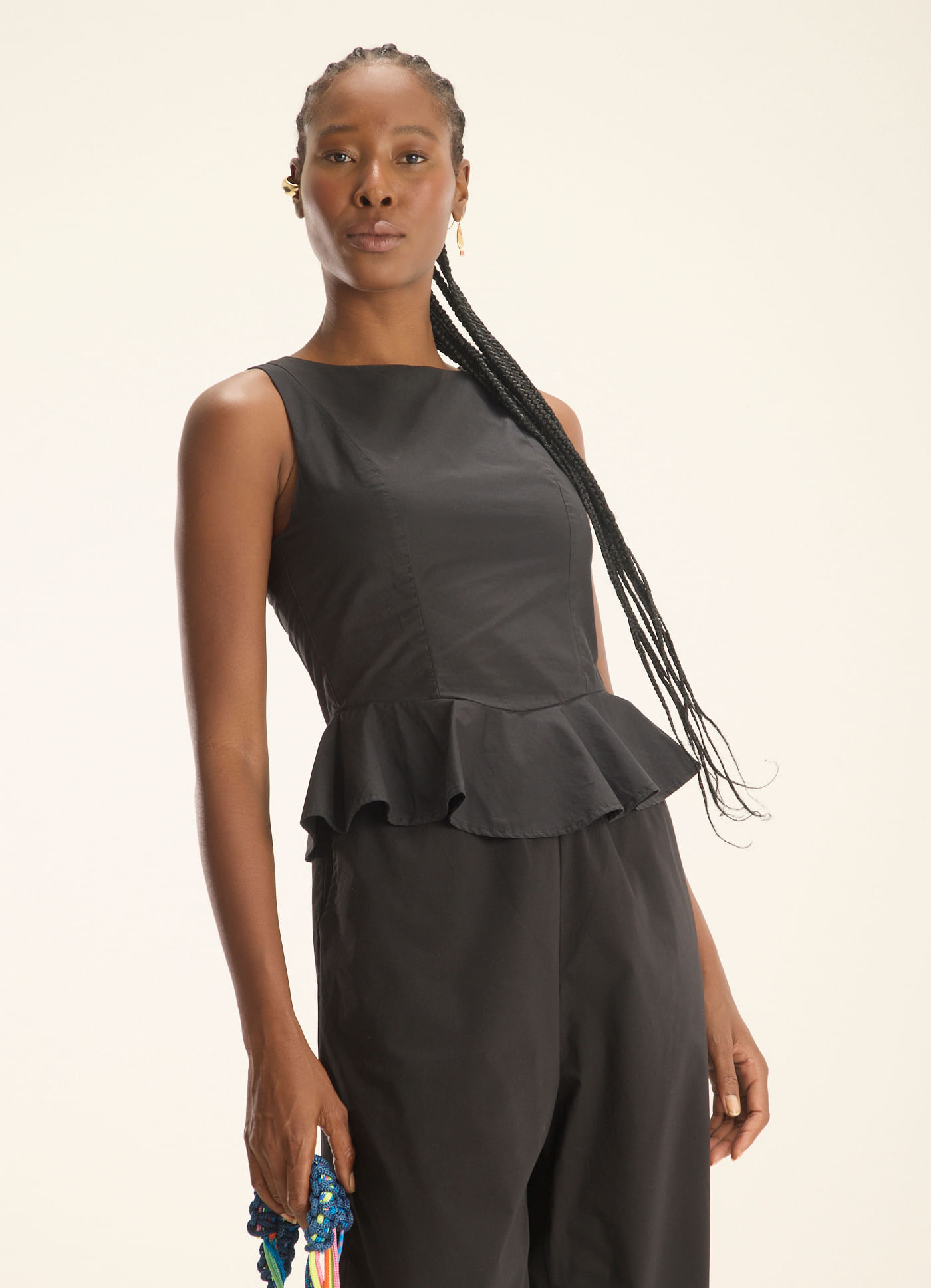 Blusa alg peplum preto