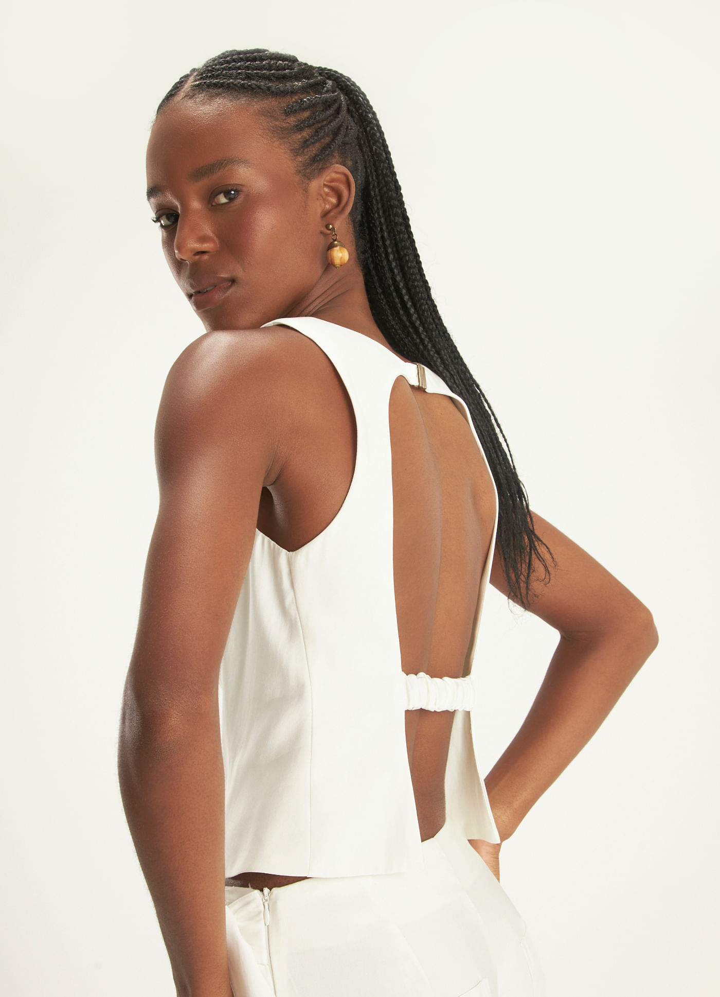 Blusa viscose alfaiataria off white