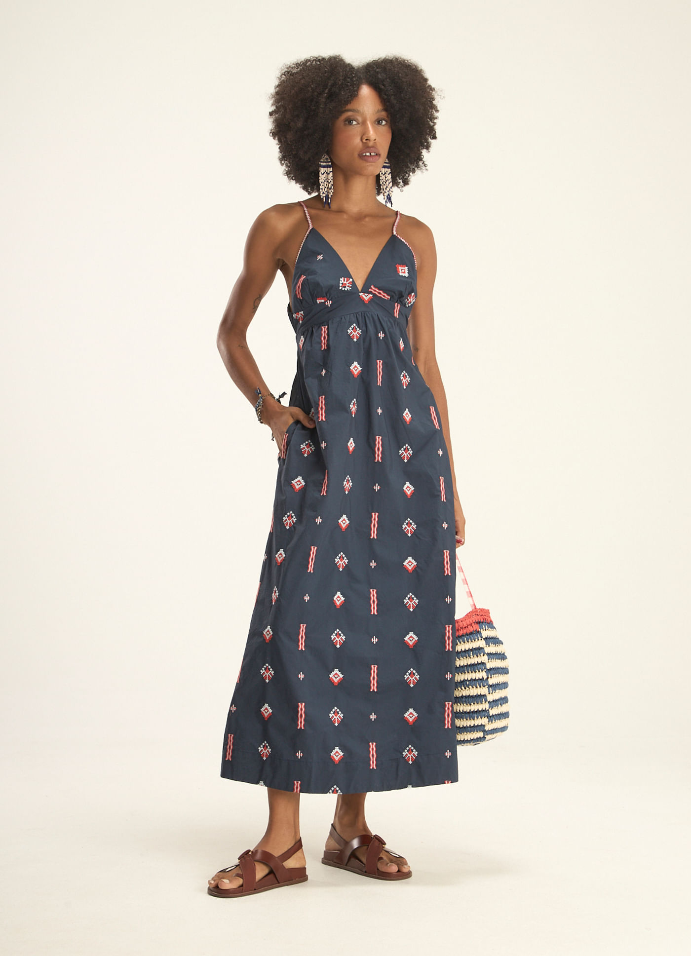 Vestido bordado marine