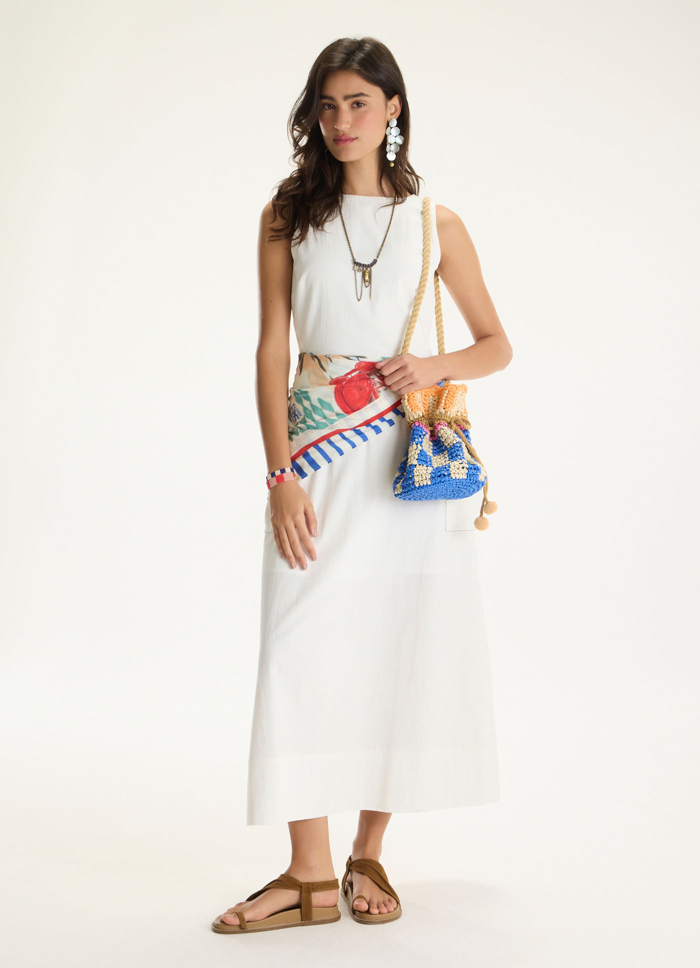 Vestido algodão textura off white