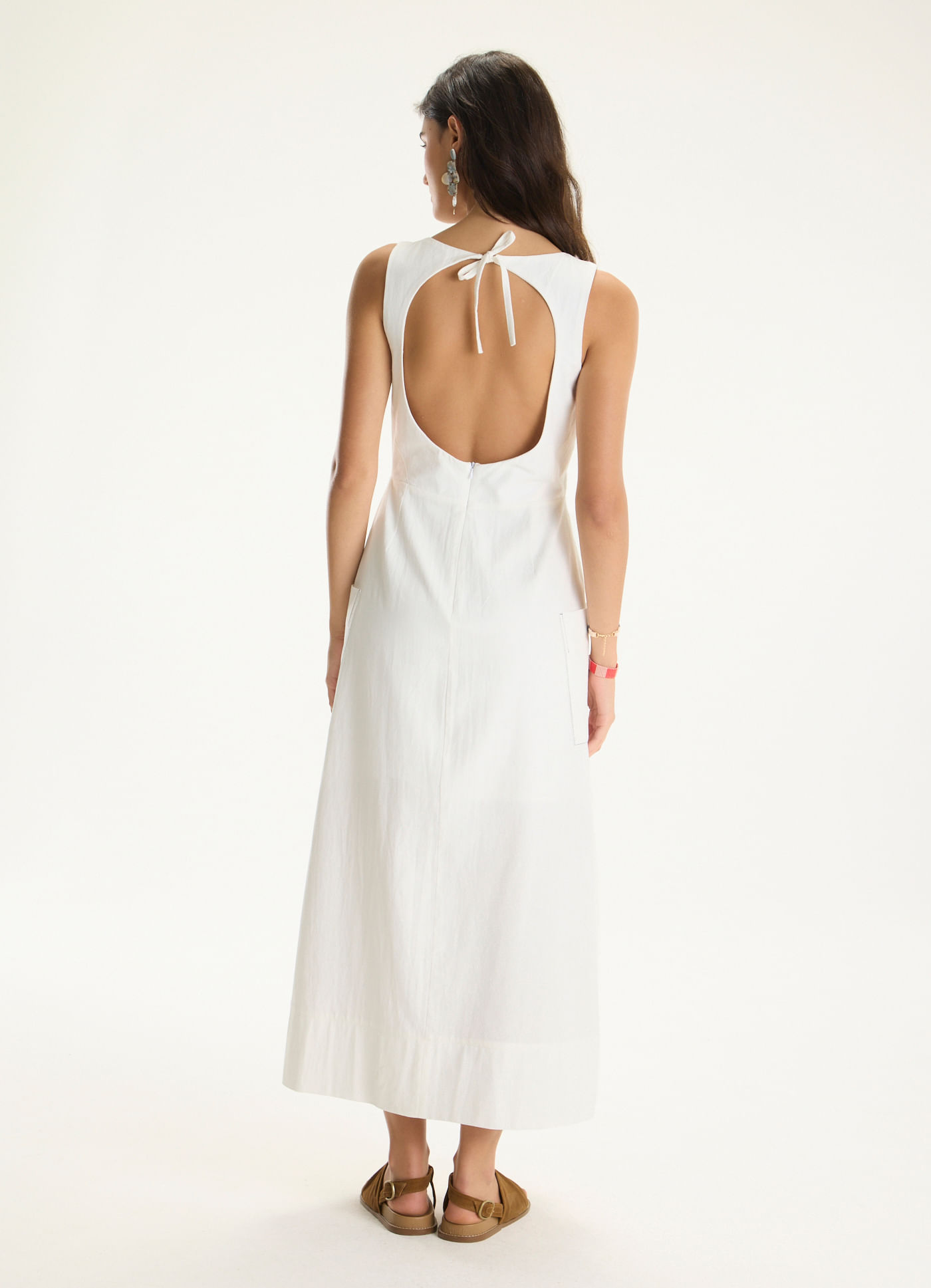 Vestido algodão textura off white