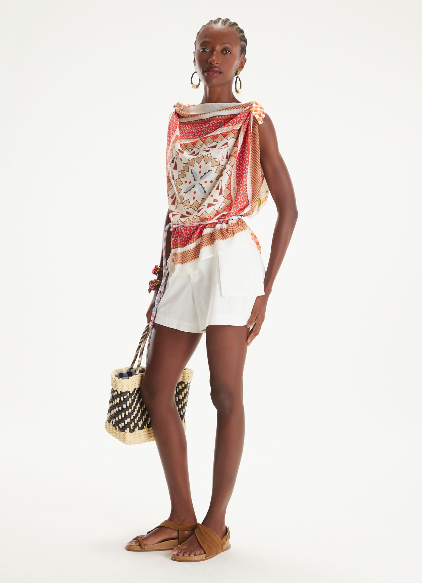 Short algodão textura off white