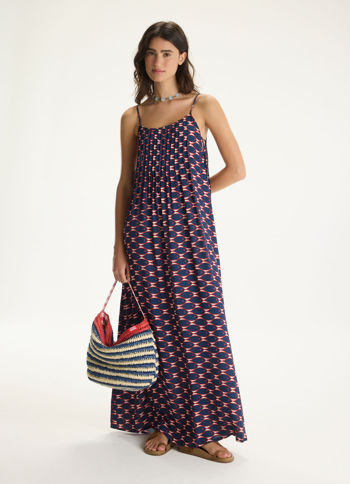 Vestido alcinha estampado lambari