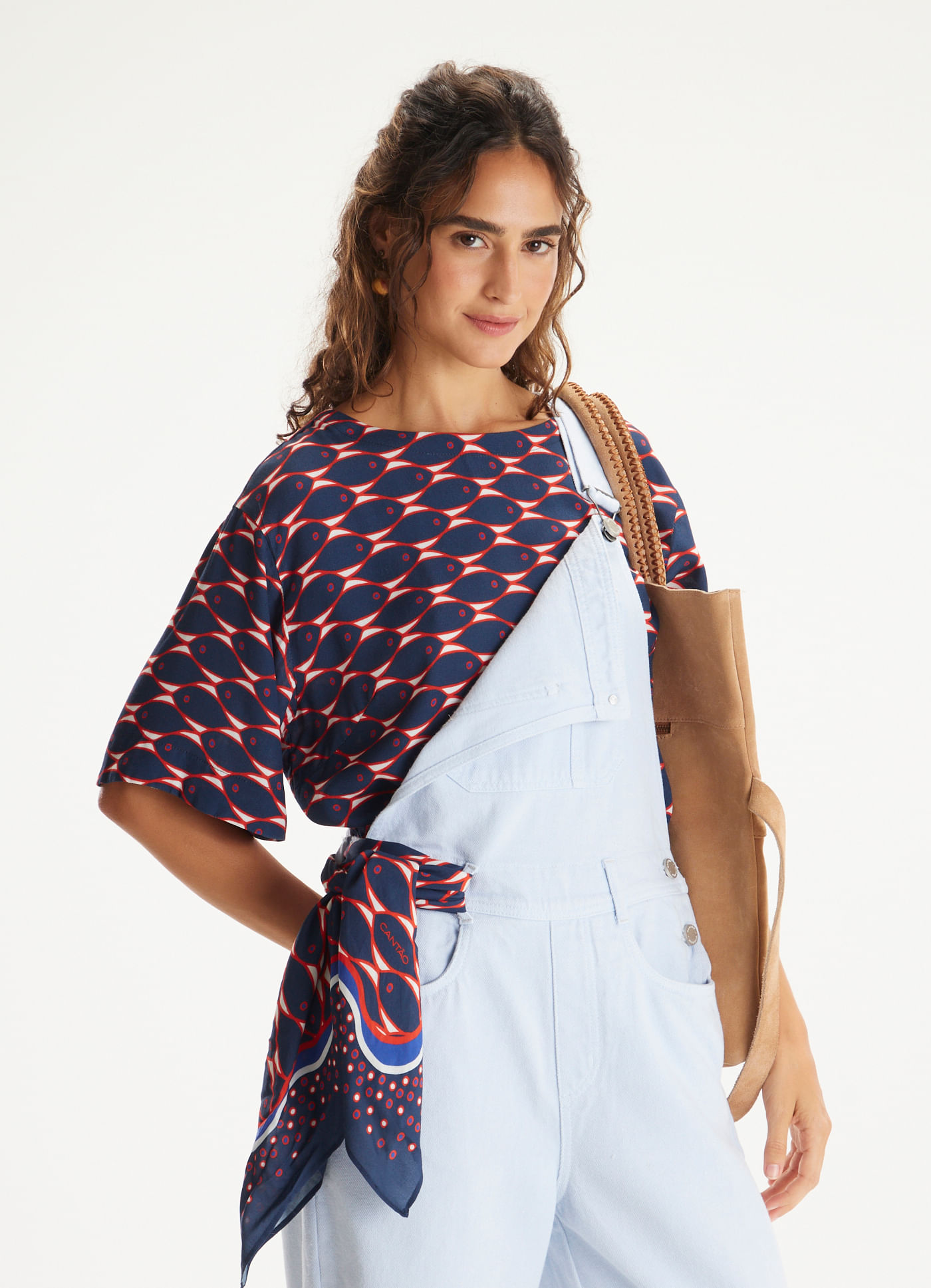 Blusa manga estampada lambari