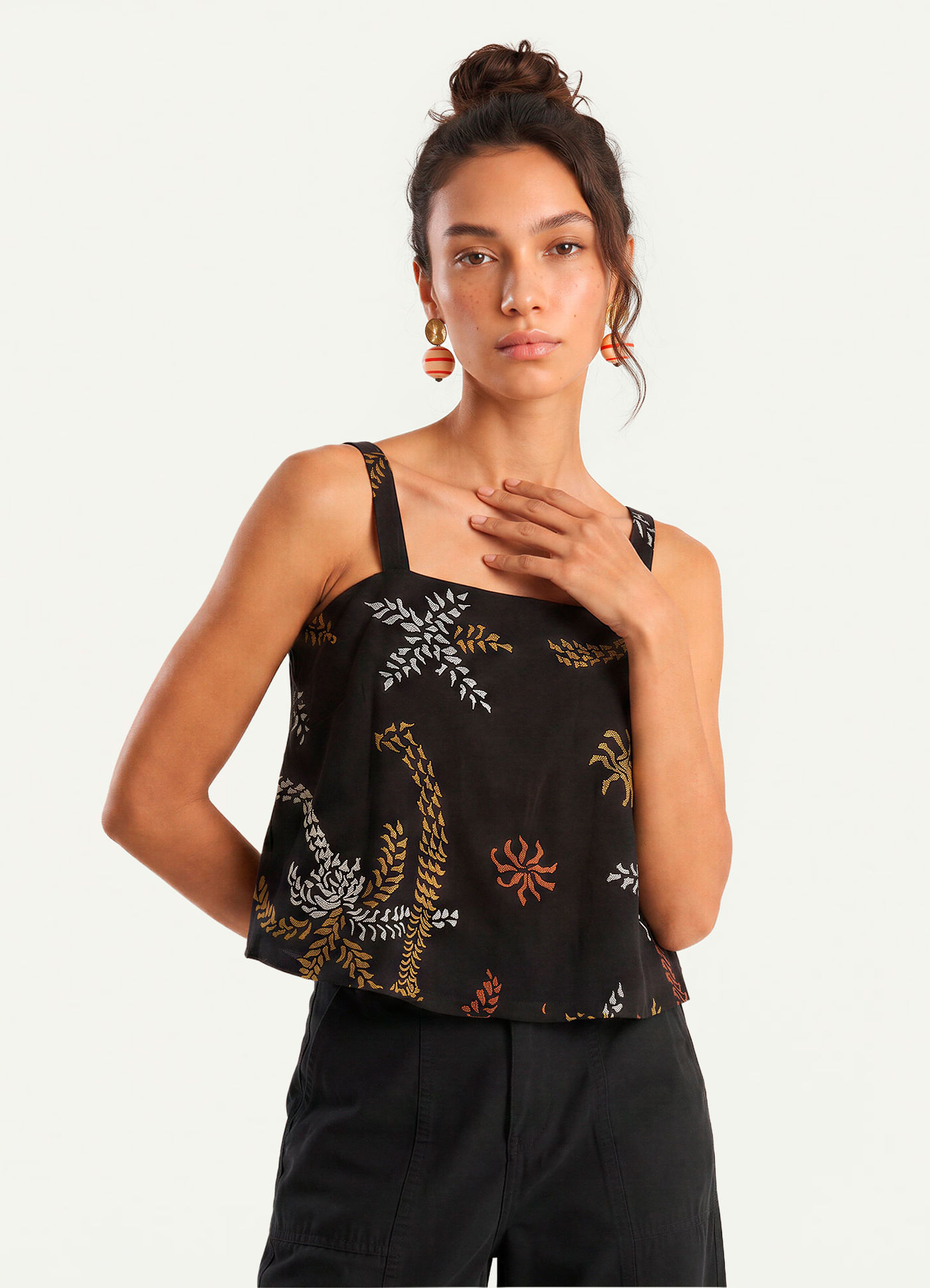 Blusa alcinha estampada fibra de coco