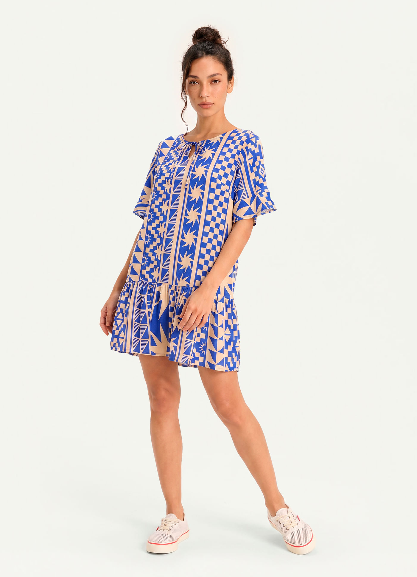 Vestido curto estampado solstício