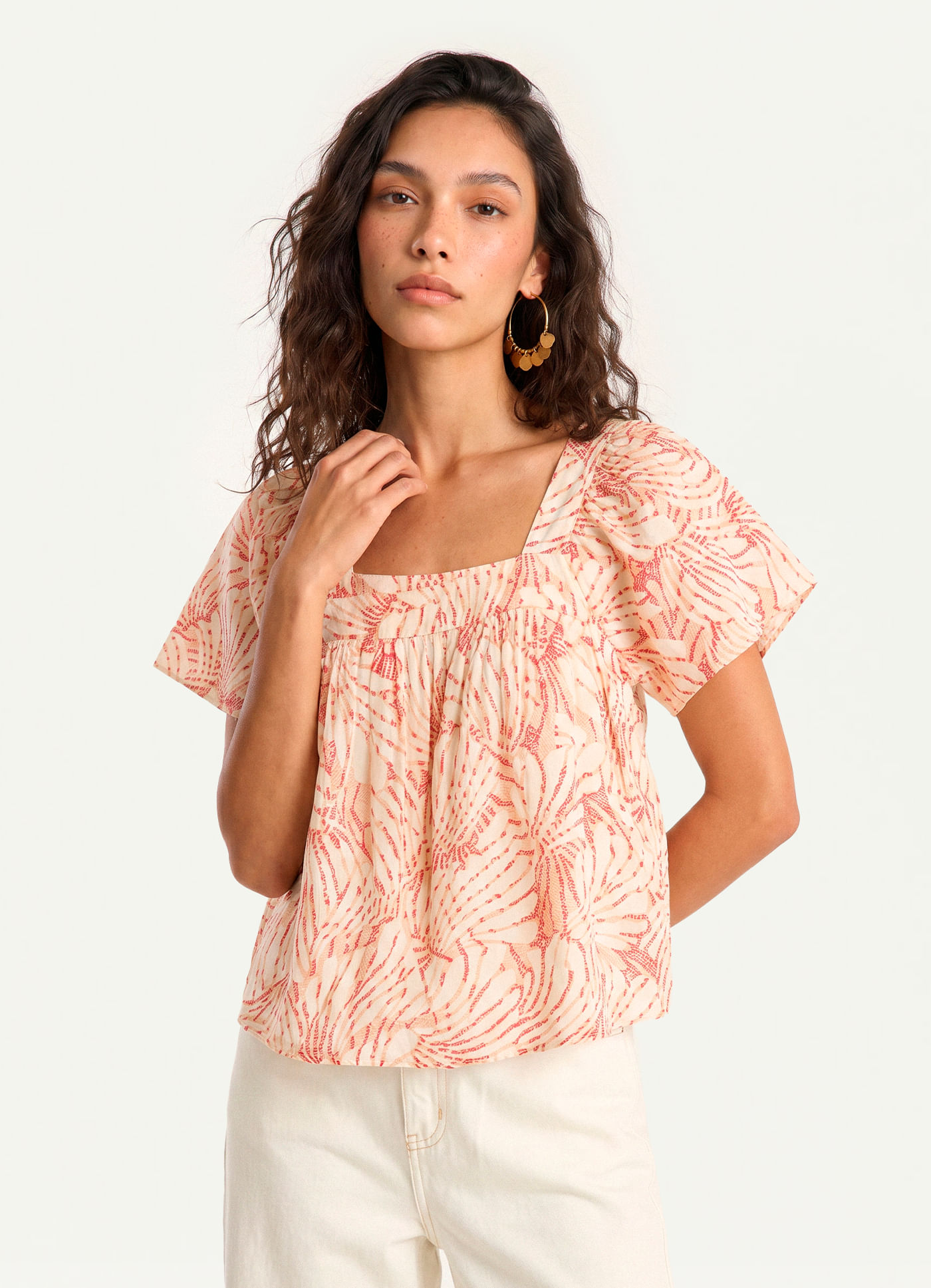 Blusa manga estampada brumas
