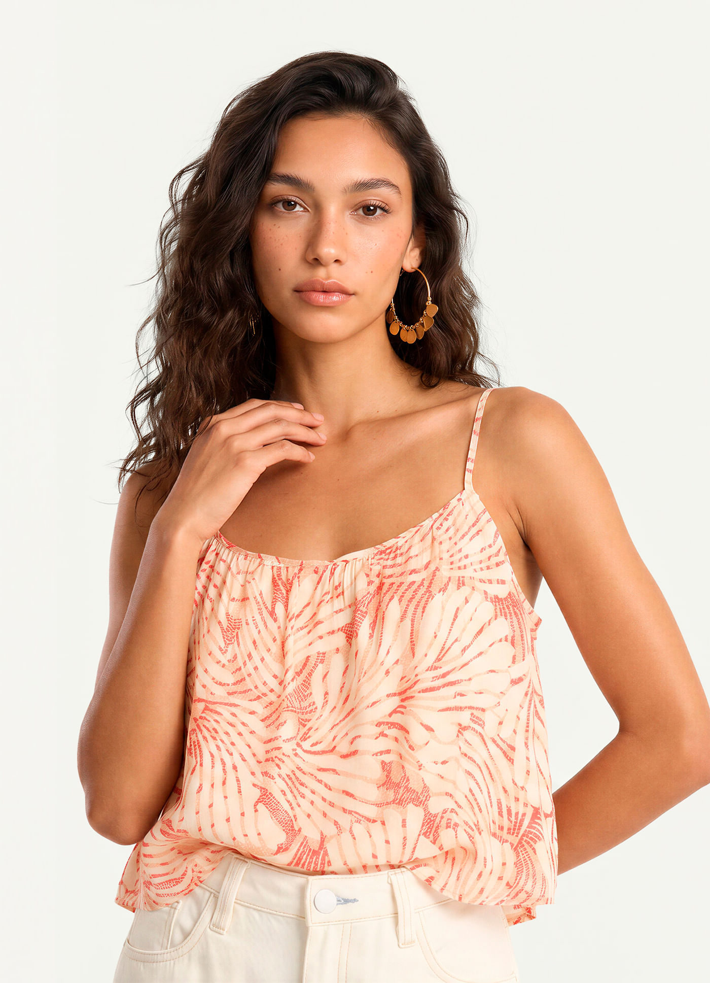 Blusa alcinha estampada brumas