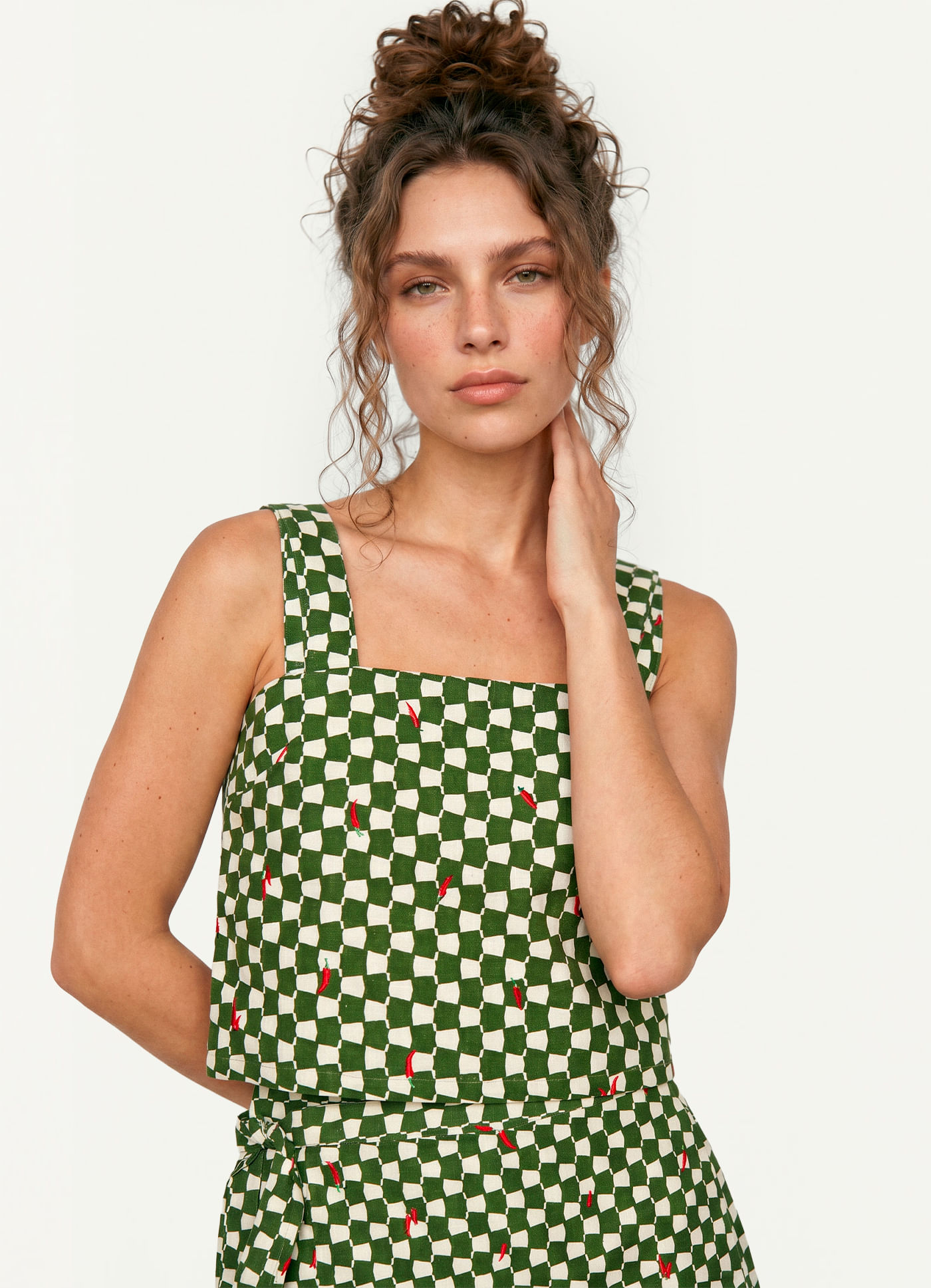 Blusa alça estampada chilli