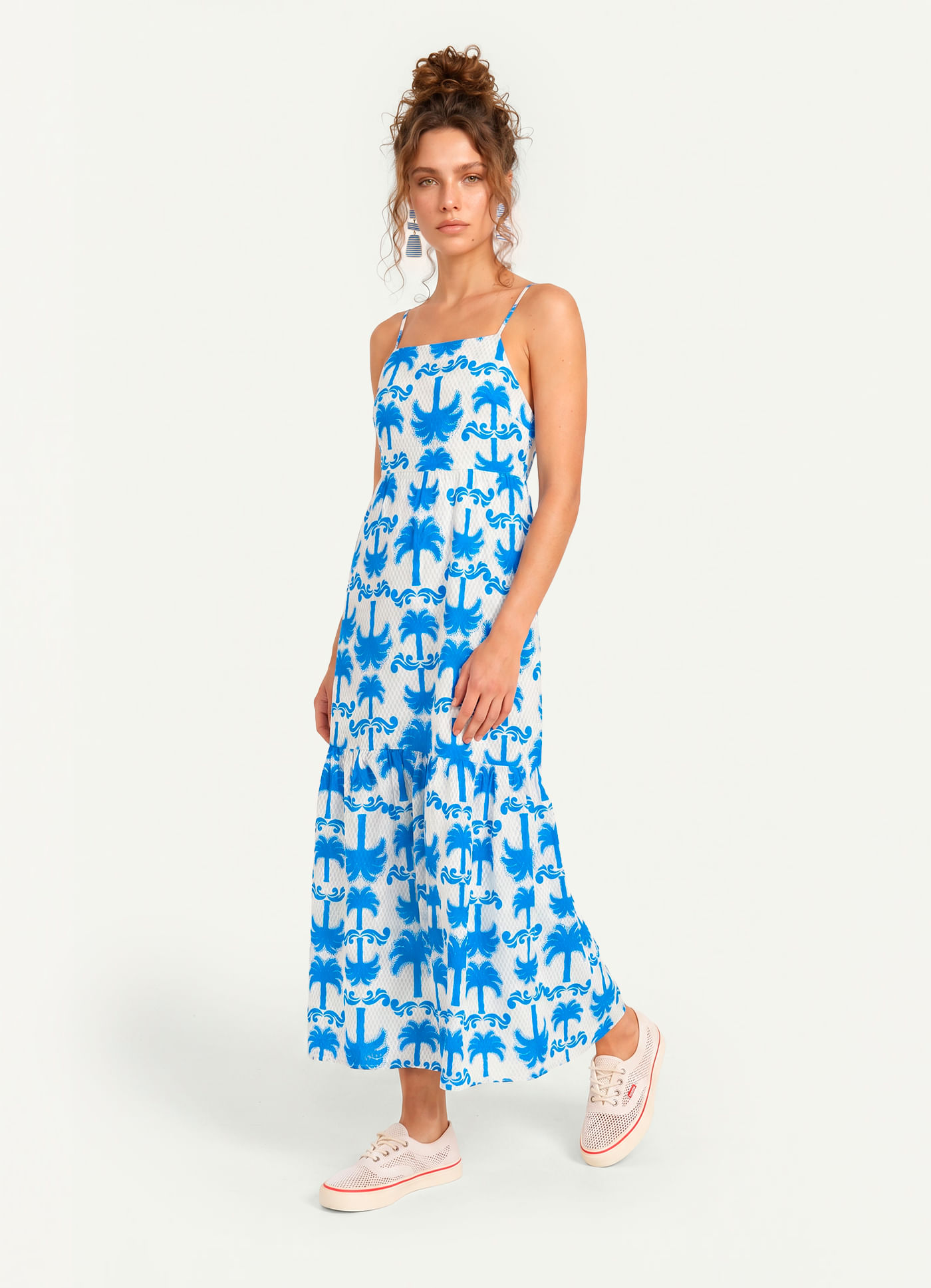 Vestido midi estampado pontal