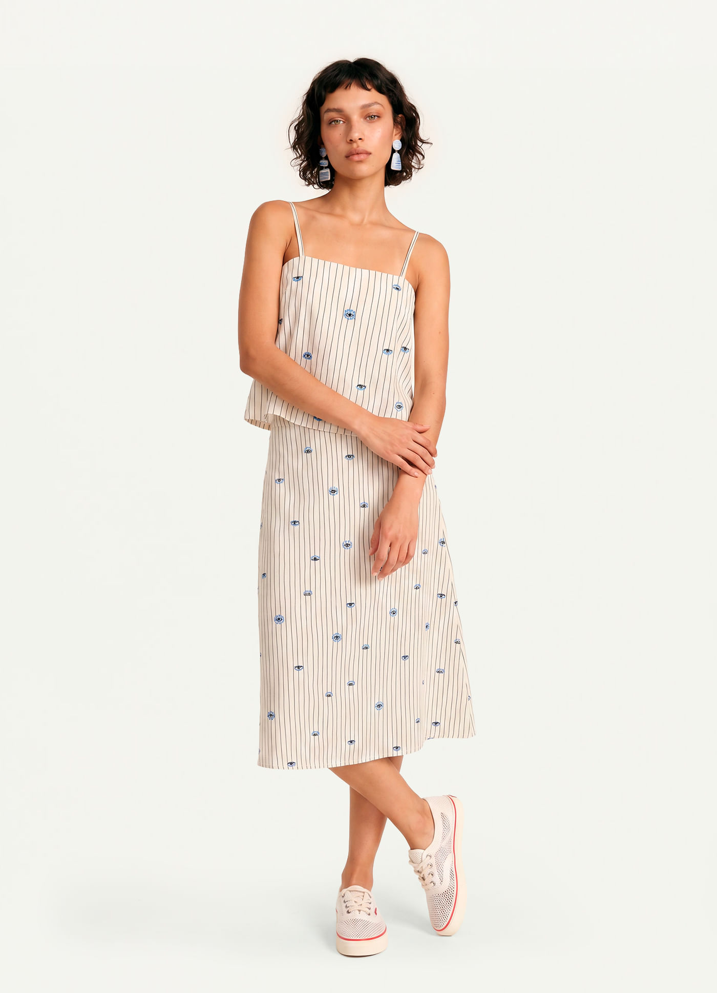 Saia midi estampada talismã