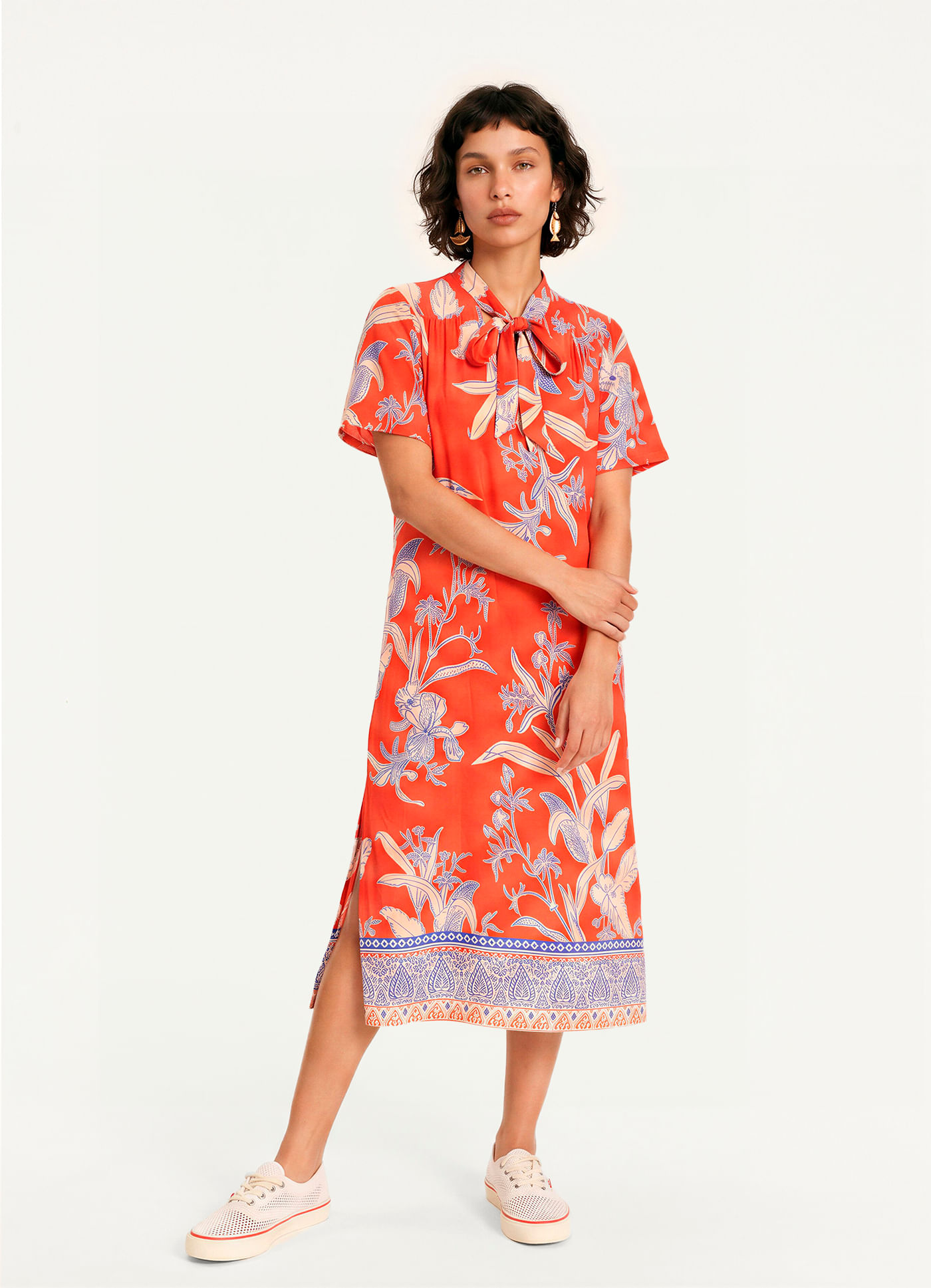 Vestido manga estampado isis
