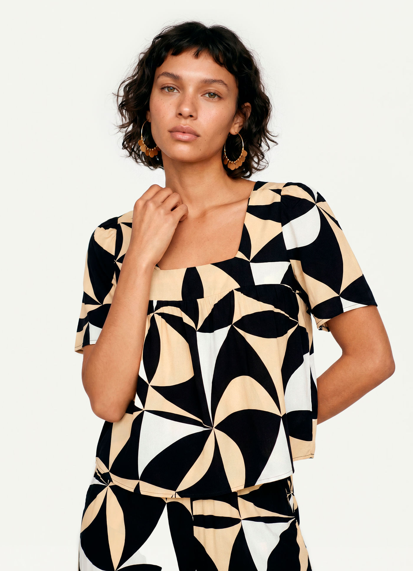 Blusa manga estampada tendas