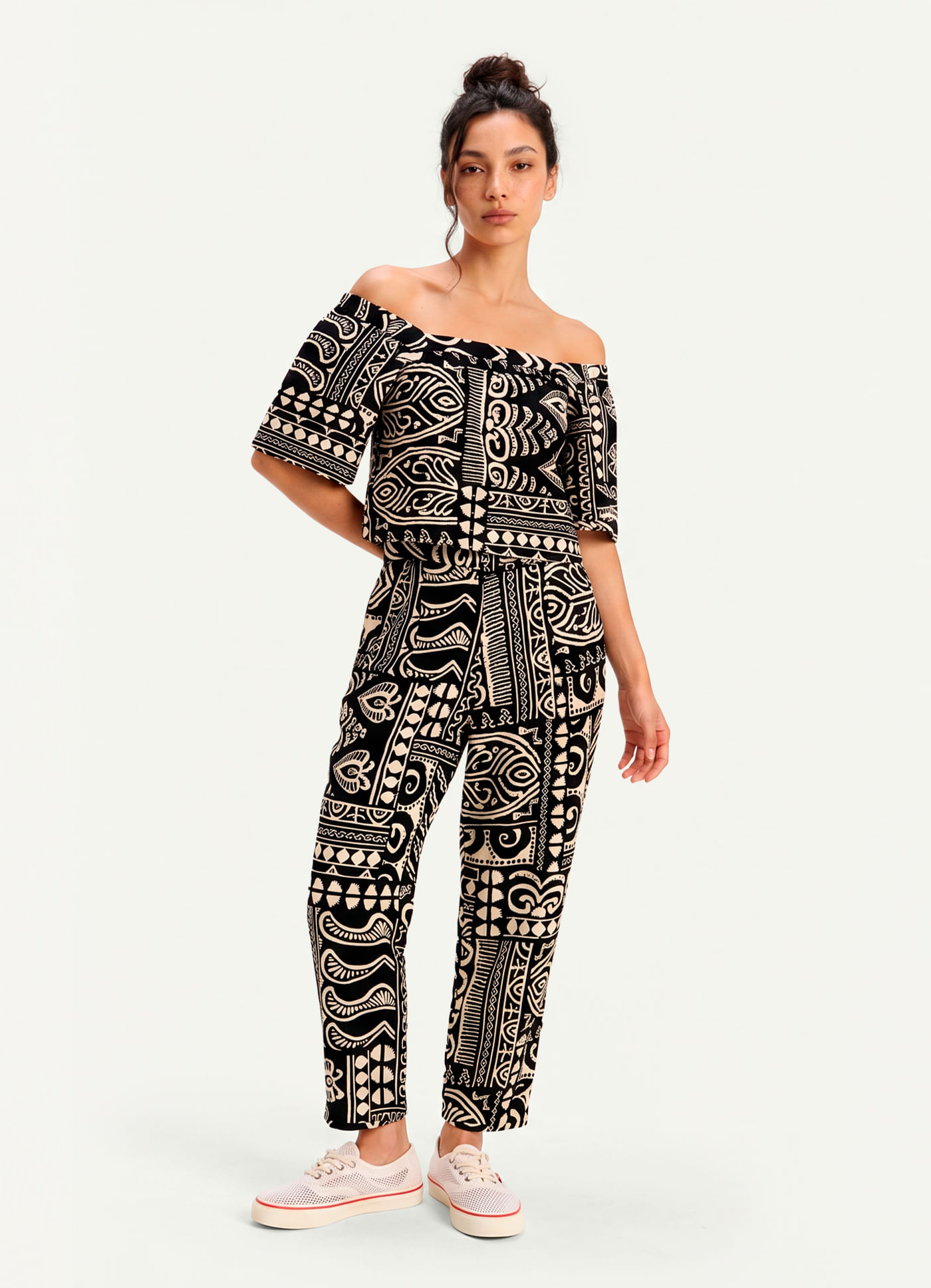 Calça estampada glifos