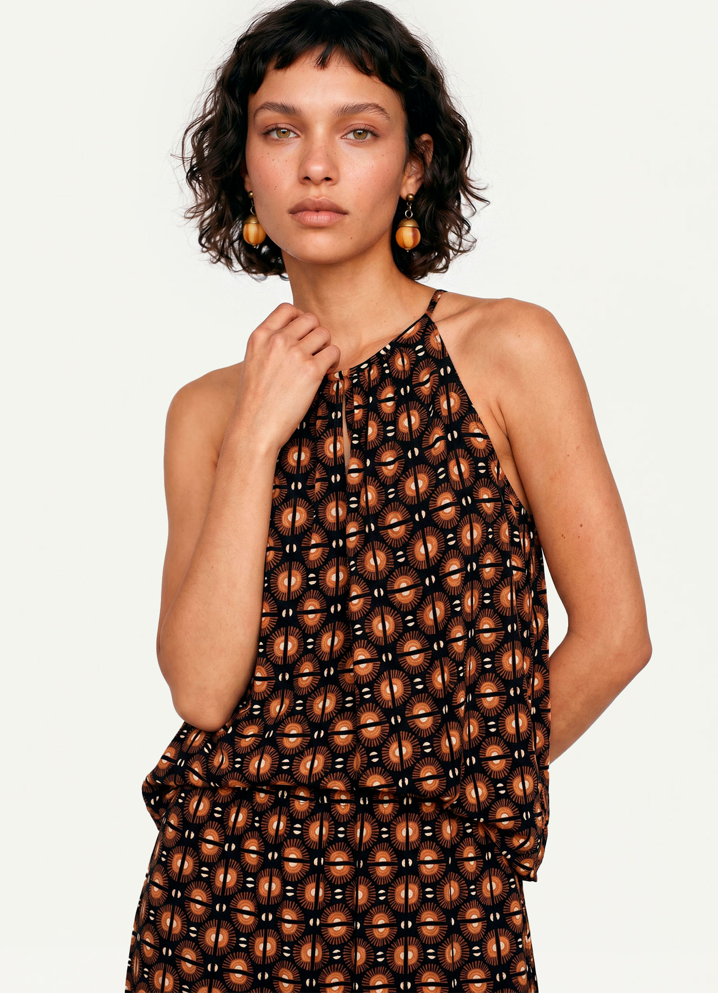 Blusa alcinha estampada solaris